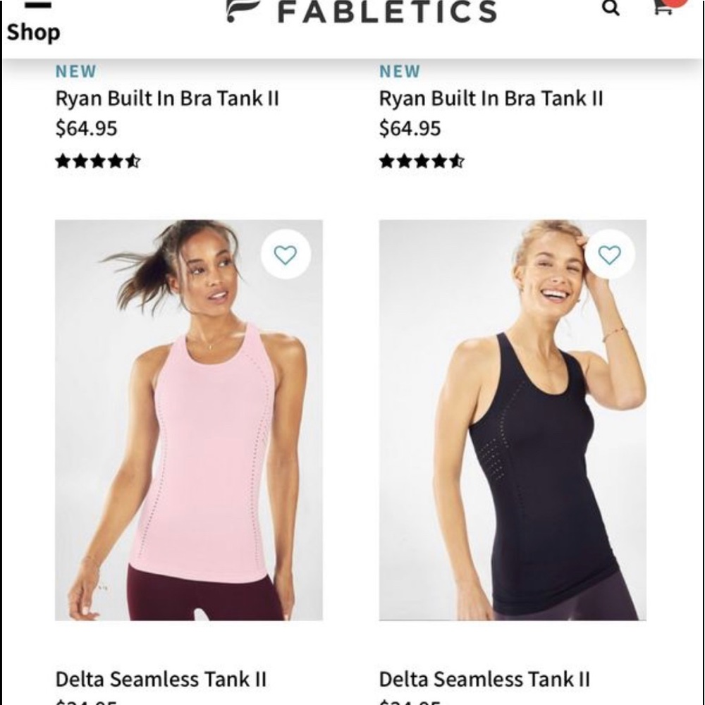 Fabletics racer back tank tops